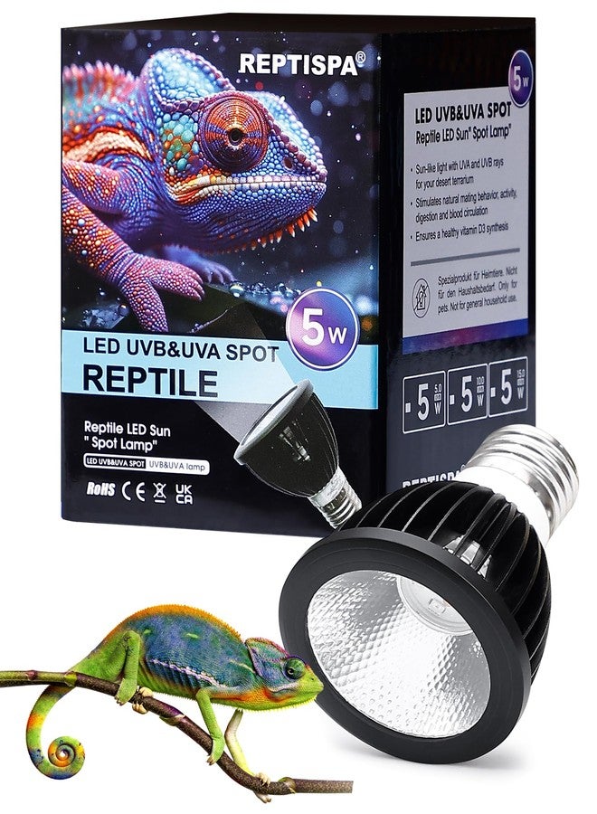 Reptispa LED UVB Light for Reptiles, 5W 10.0 LED UVA UVB Lamp, Reptile UVB Bulb for Bearded Dragon Lizard Gecko Snake Turtle, Provide Sufficient UVB Exposure Tropical & Desert Reptiles - Image 1